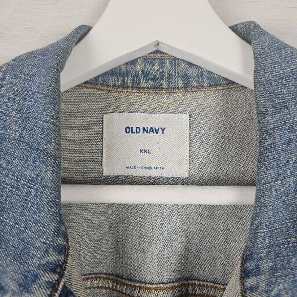 Old Navy Womens Medium Wash Denim Trucker Jean Jacket  Distressed‎ Size XXL - Picture 7 of 9